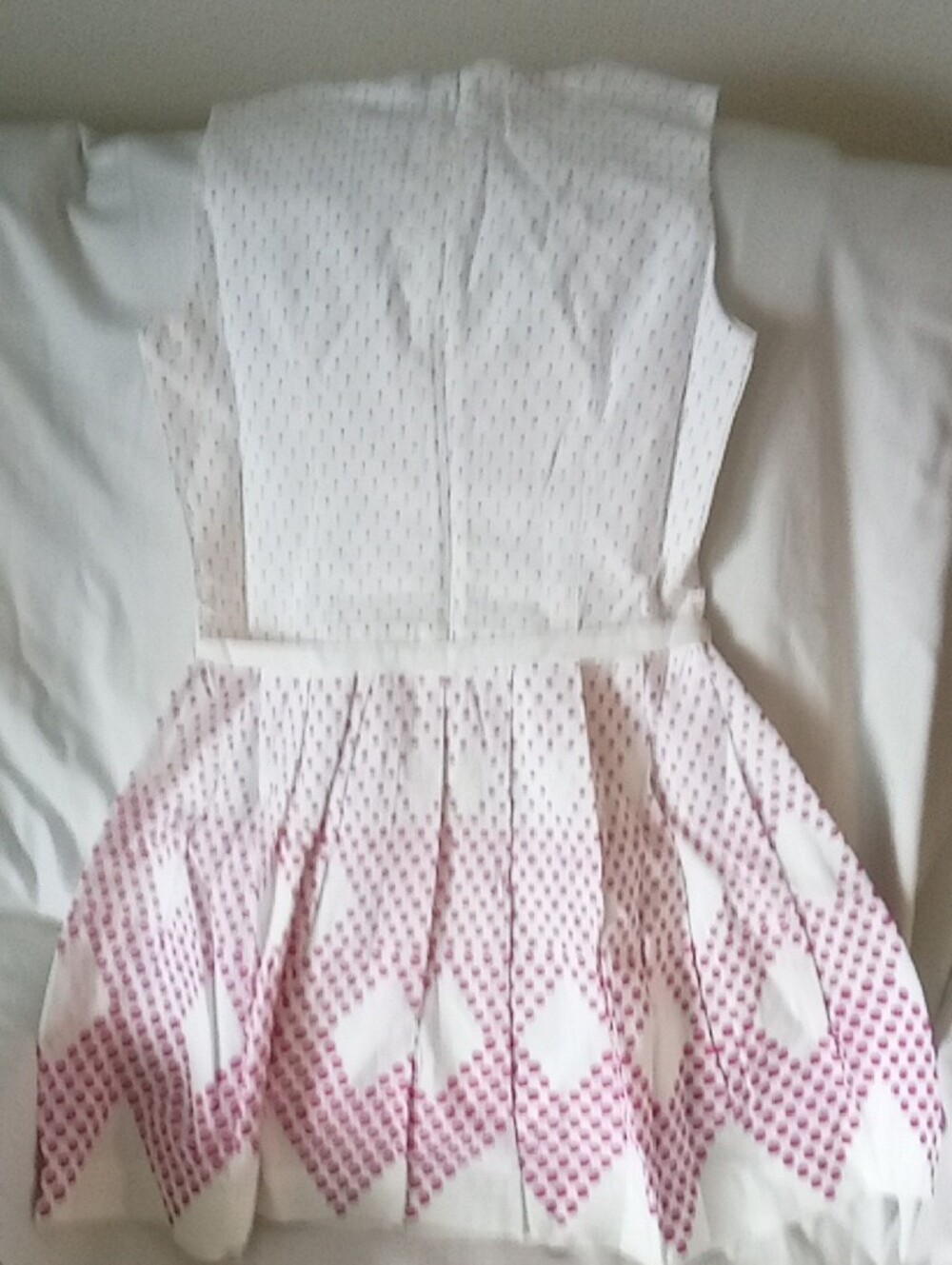 Girls White Dress with Pink Dot Ombre Skirt and Belt - Picture 3 of 3